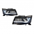 Μπροστινά Φανάρια Set Για Chevrolet Cruze 09-14 Tube DRL &amp; Led Φλας Μαύρα H7/H1 Manual Carner - Headlights - Xenon - Bulbs